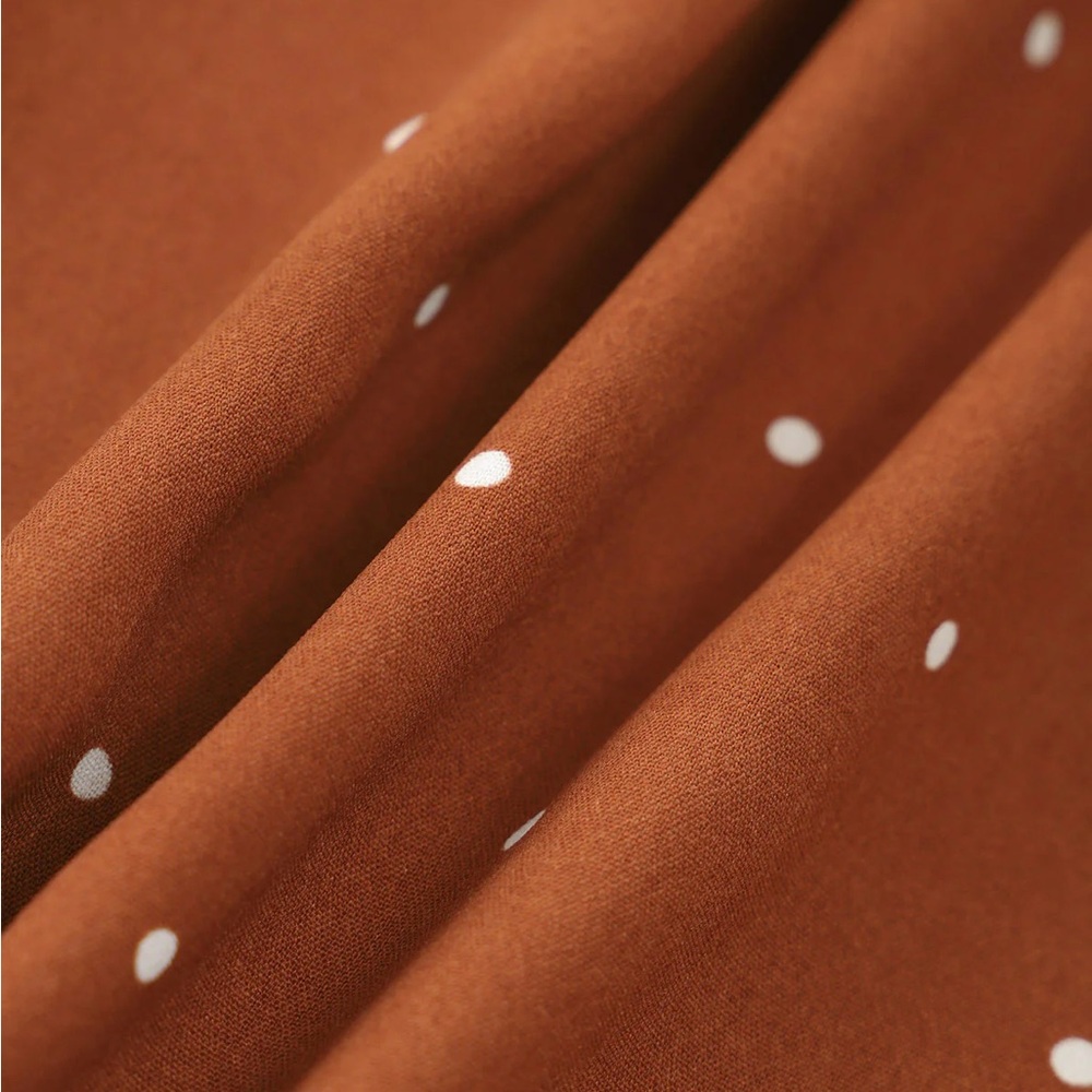 Rihoas Brown Polka Dot Pleated Midi Dress - Picture 6 of 7